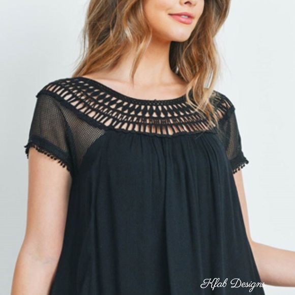 ❤️LAST 1! Black Crochet/Lace Detail Lined Dress! - Picture 7 of 7